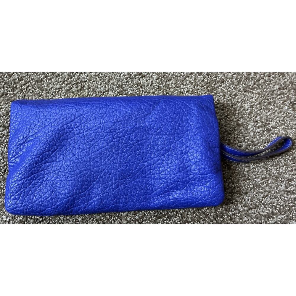 Vtg Nine W. Royal Blue Pebble Leather Folding Wristlet Zip Pkts - Picture 6 of 9